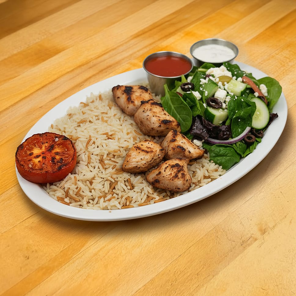 Chicken Kabob Plate.